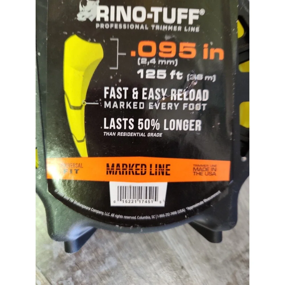 Rino-Tuff Pro Universal Fit .095 yellow Trimmer Line 125ft spool length New
